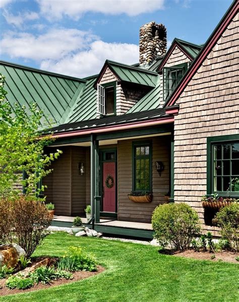 house with green metal roof design|farmhouse with green metal roof.